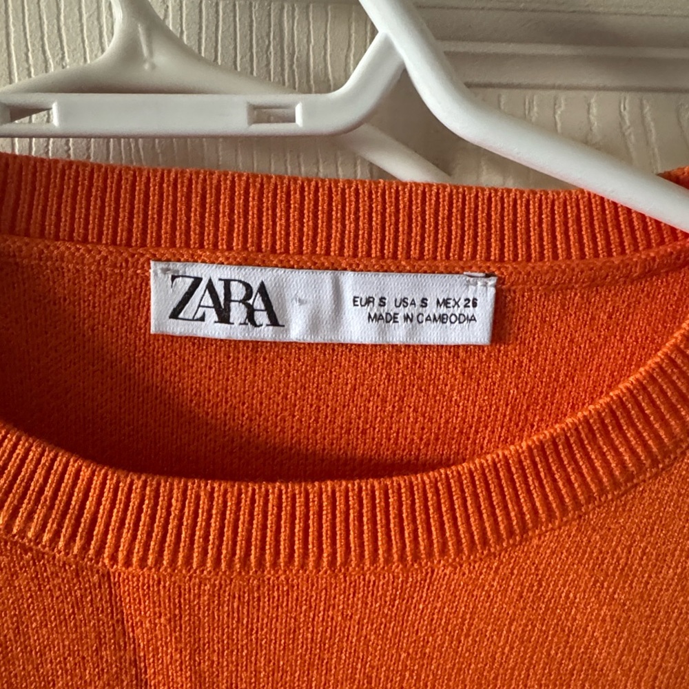 ZARA female Orange Crewneck dress